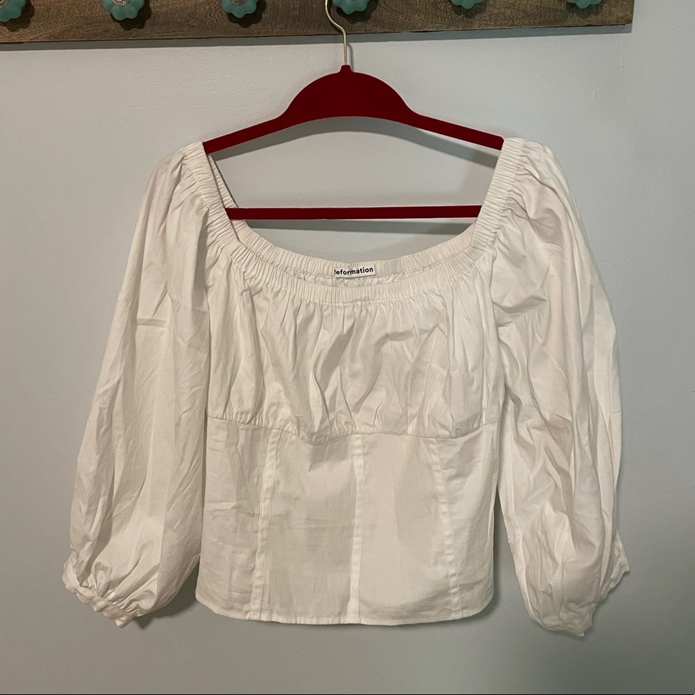 NWOT Reformation Puff Sleeve Linen Blouse